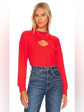 LNA Cori Sweater Rib Knit Top Revolve Red Long Sleeve Top Women’s Size 1X NWT